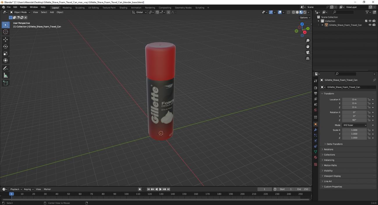 3D model Gillette Shave Foam Travel Can