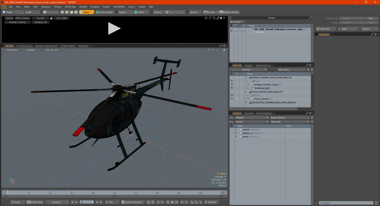 3D model MD 500E Sheriff Helicopter Exterior Only