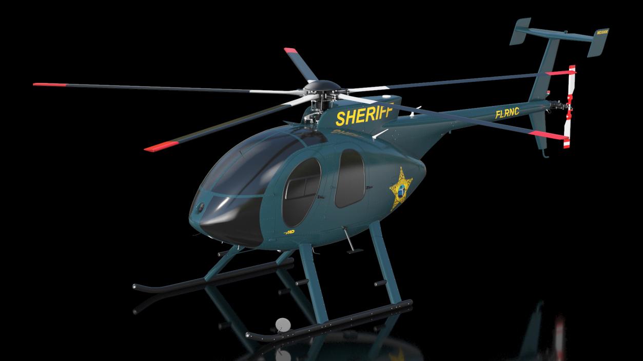 3D model MD 500E Sheriff Helicopter Exterior Only