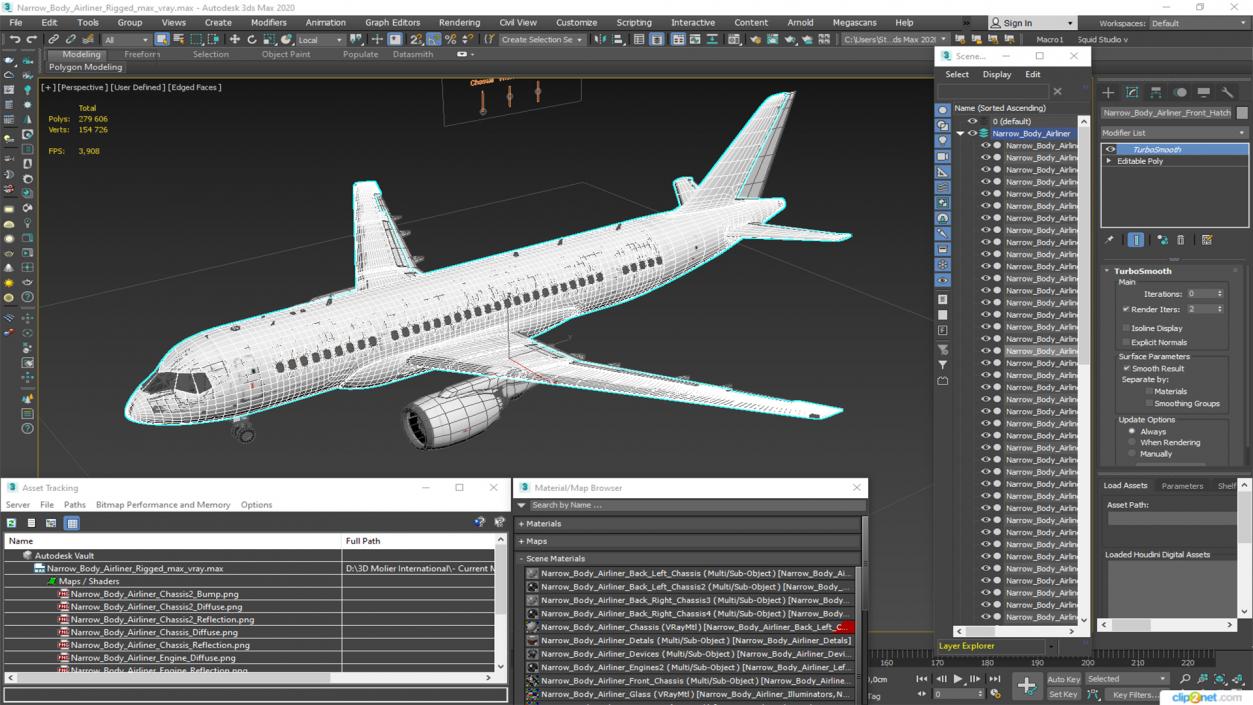 Narrow Body Airliner Rigged 2 3D model