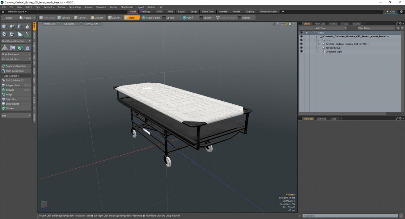 3D Covered Cadaver Gurney CSI Jevett model