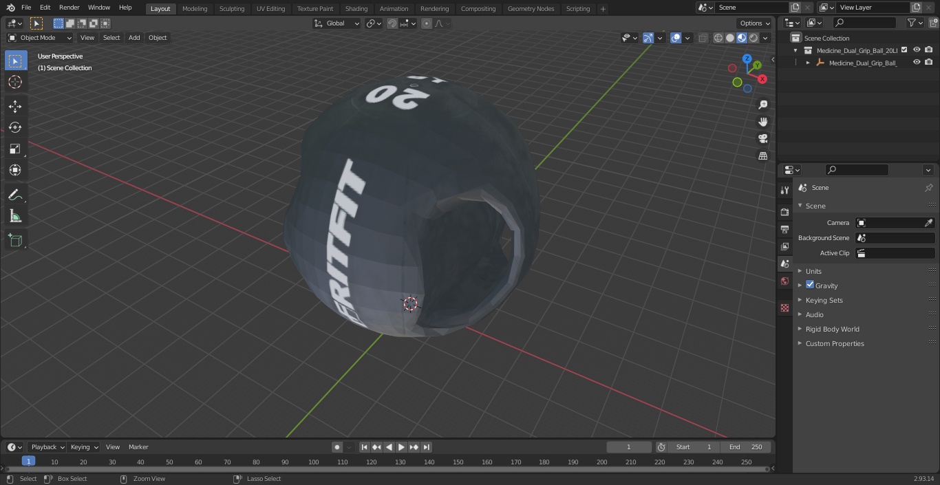 3D model Medicine Dual Grip Ball 20LB Ritfit