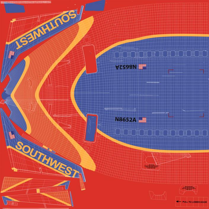 Boeing 737-700 with Interior Southwest Airlines Rigged 3D model