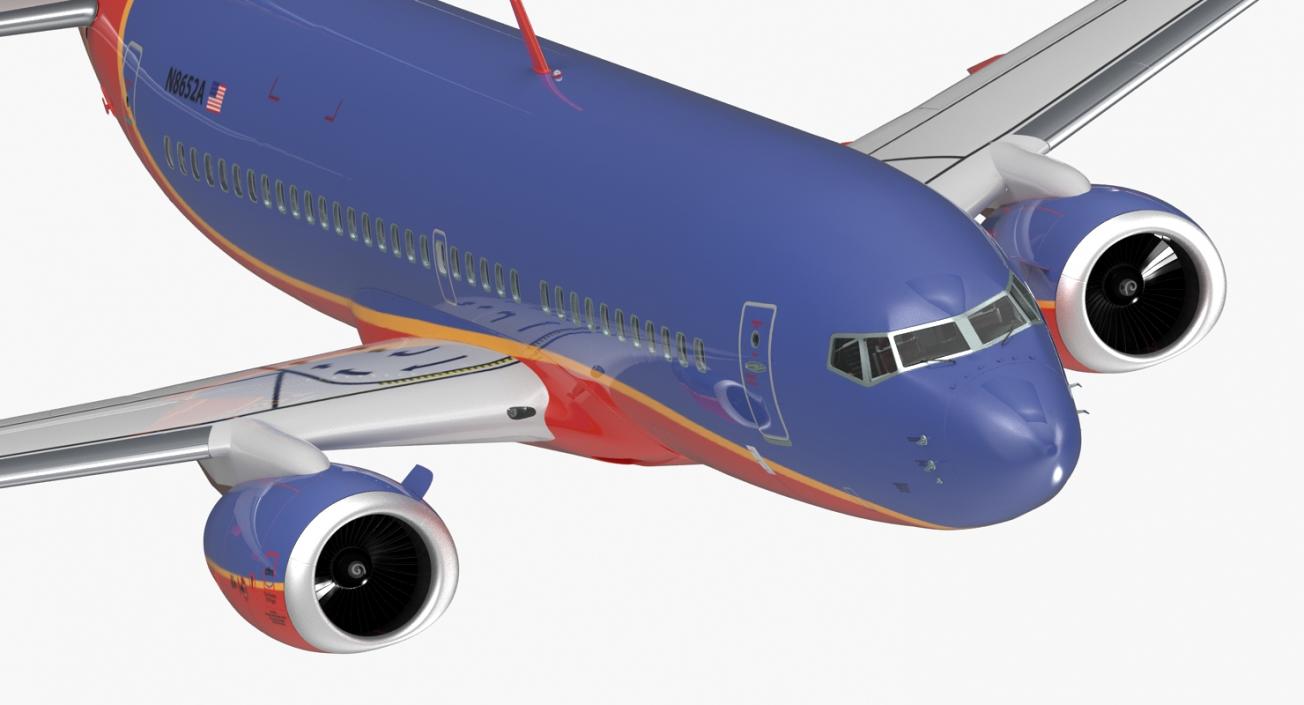 Boeing 737-700 with Interior Southwest Airlines Rigged 3D model