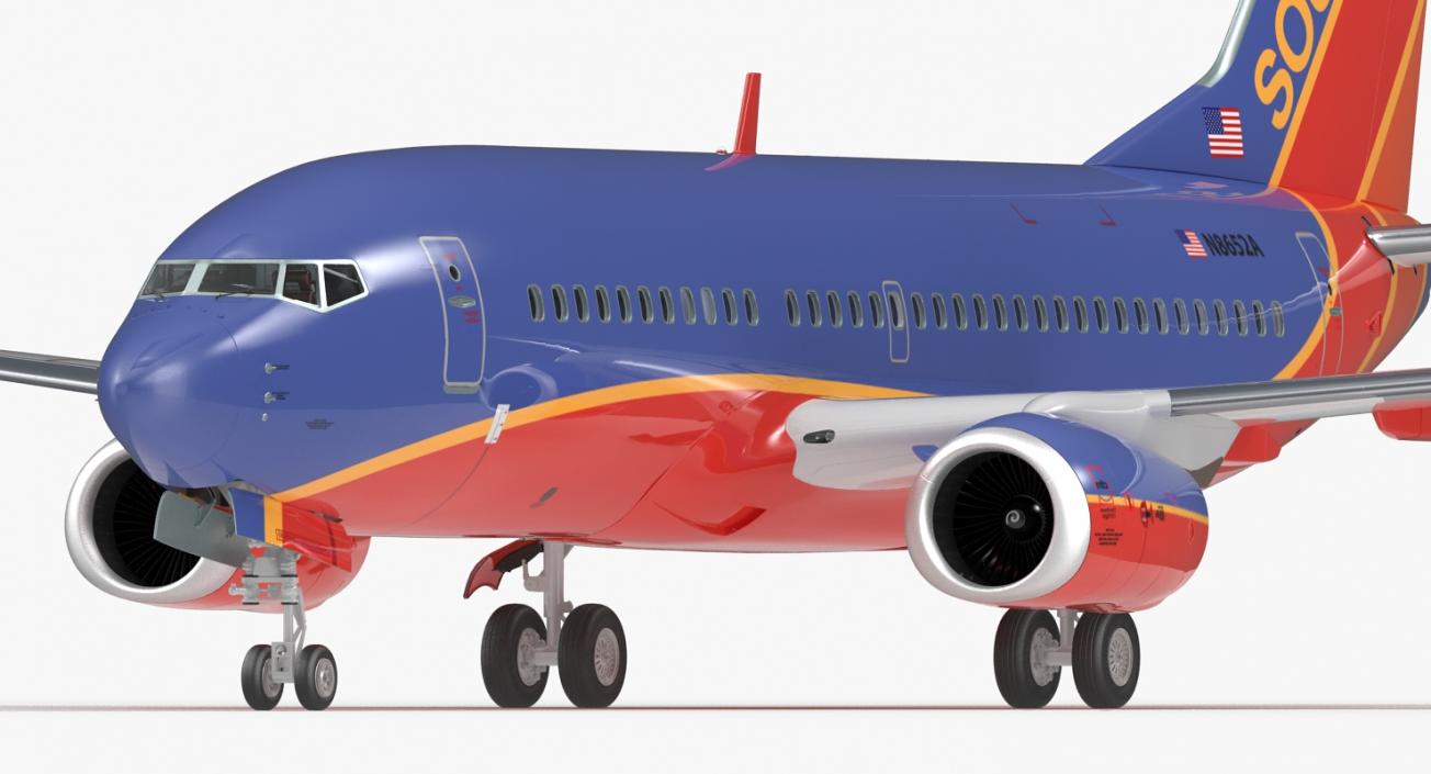 Boeing 737-700 with Interior Southwest Airlines Rigged 3D model