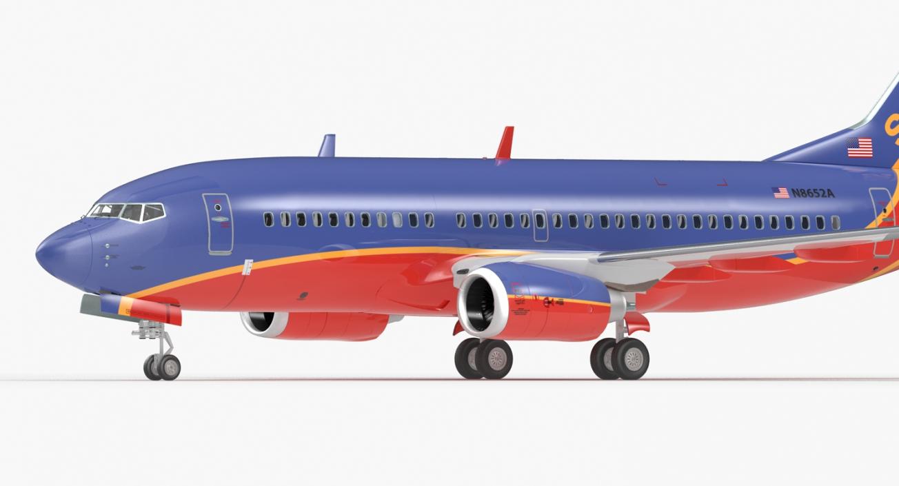 Boeing 737-700 with Interior Southwest Airlines Rigged 3D model