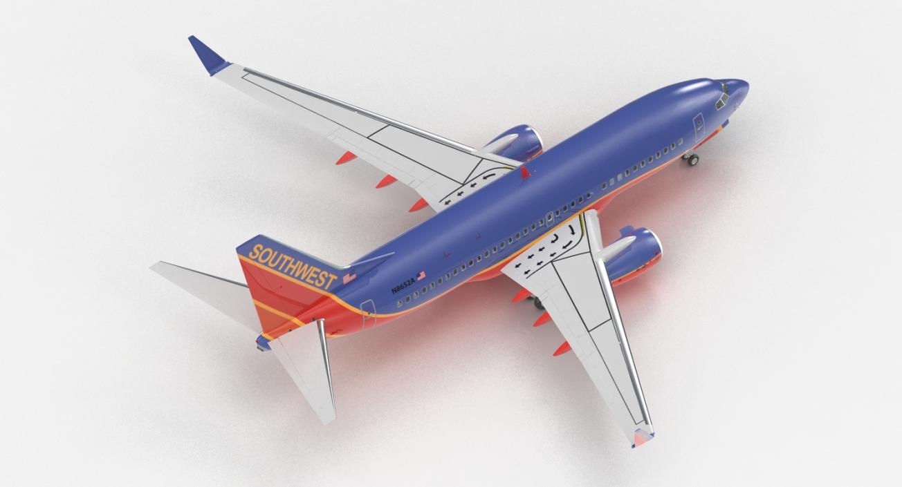 Boeing 737-700 with Interior Southwest Airlines Rigged 3D model