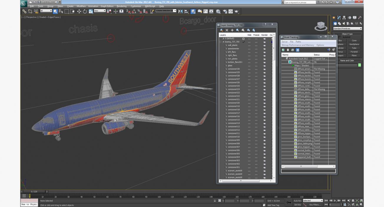 Boeing 737-700 with Interior Southwest Airlines Rigged 3D model