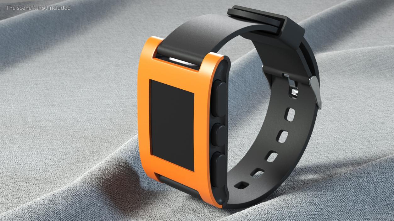 Disconnected Pebble Smart Watch with Strap 3D