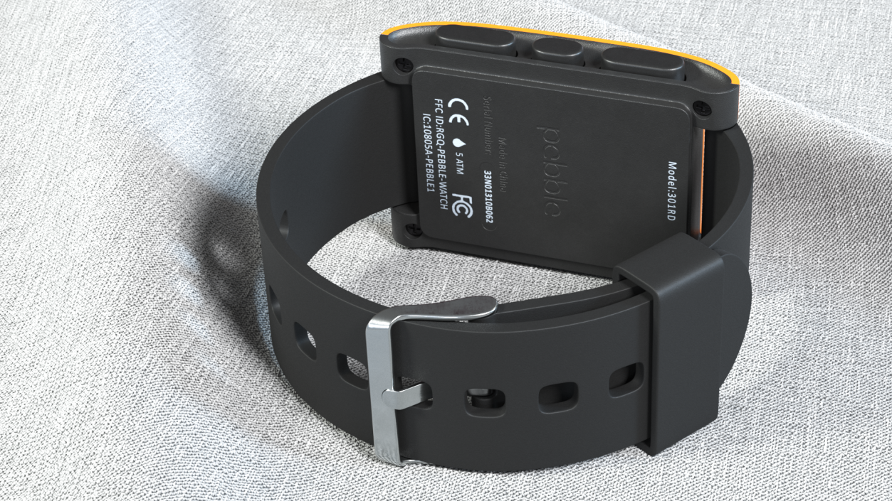 Disconnected Pebble Smart Watch with Strap 3D