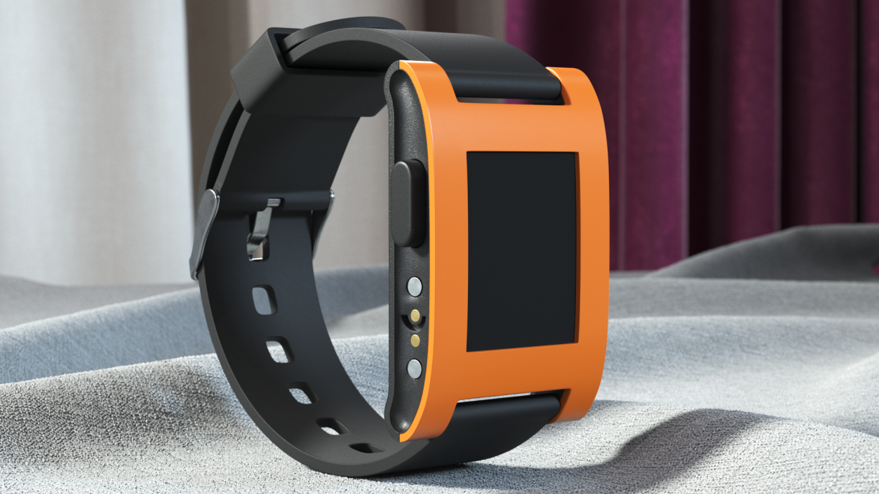 Disconnected Pebble Smart Watch with Strap 3D