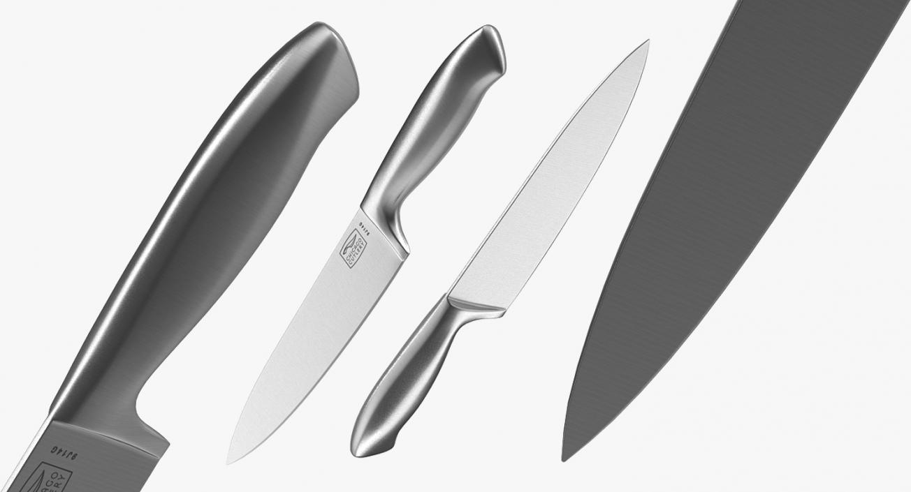 Kitchen Knife with Sharpener Collection 3D model