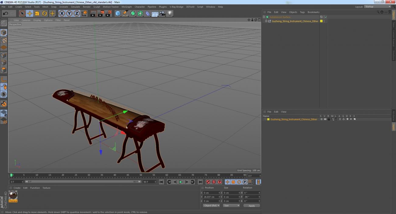 3D model Guzheng String Instrument Chinese Zither