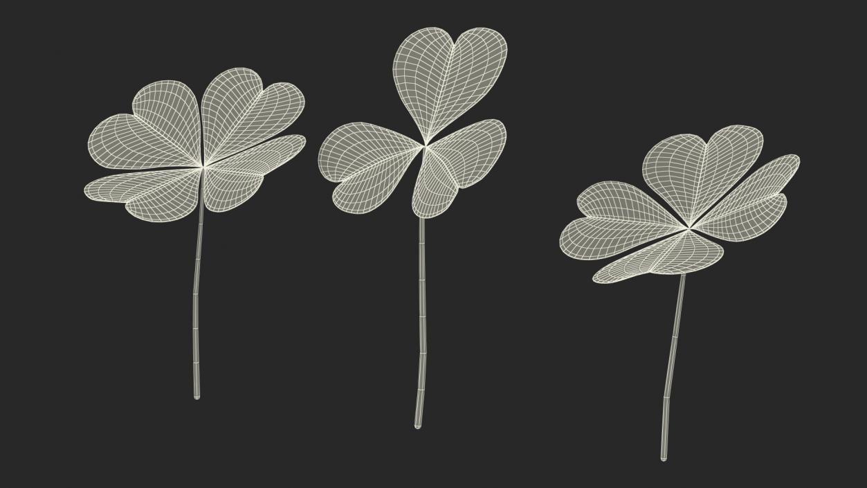 Green Clover Plant Set 3D