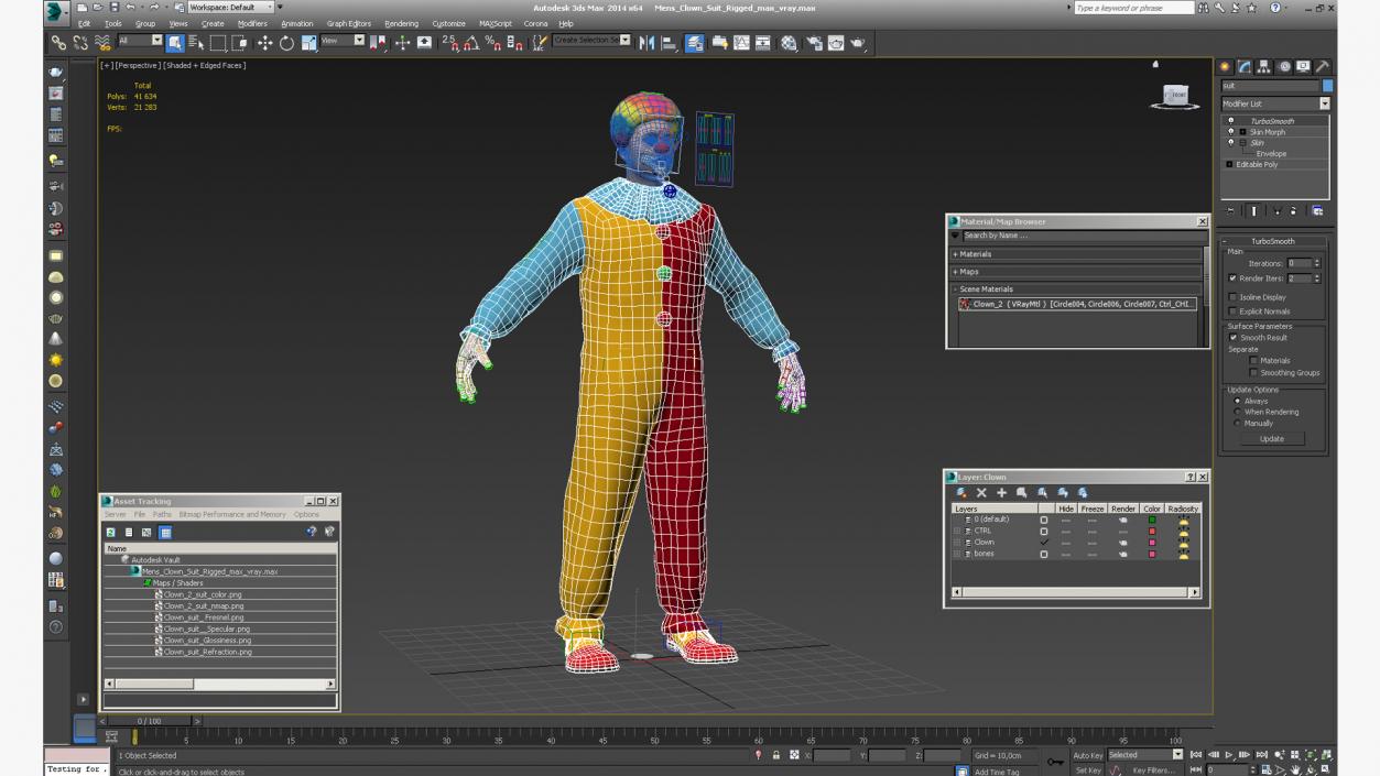 Mens Clown Suit Rigged 3D