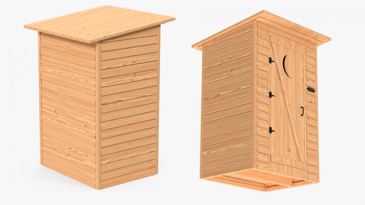 3D New Wooden Outhouse Toilet