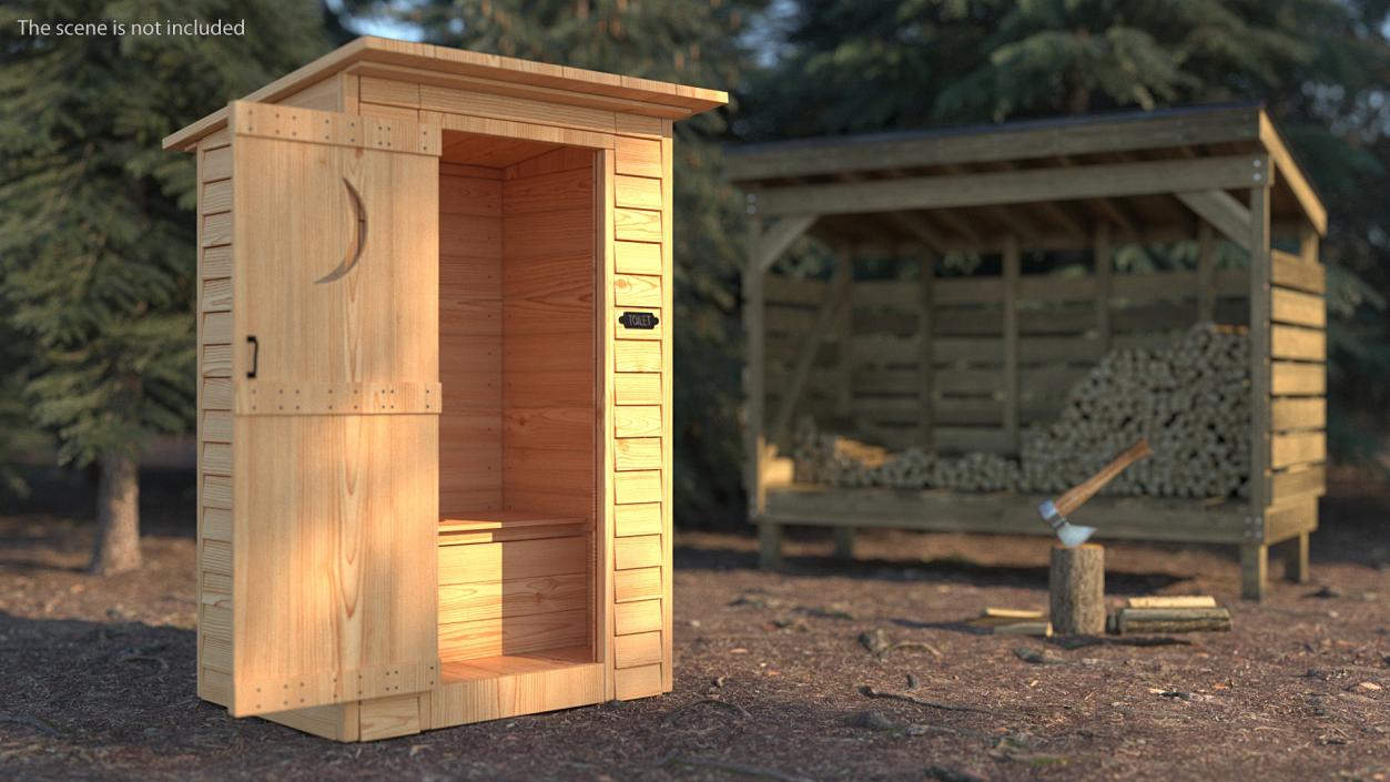 3D New Wooden Outhouse Toilet