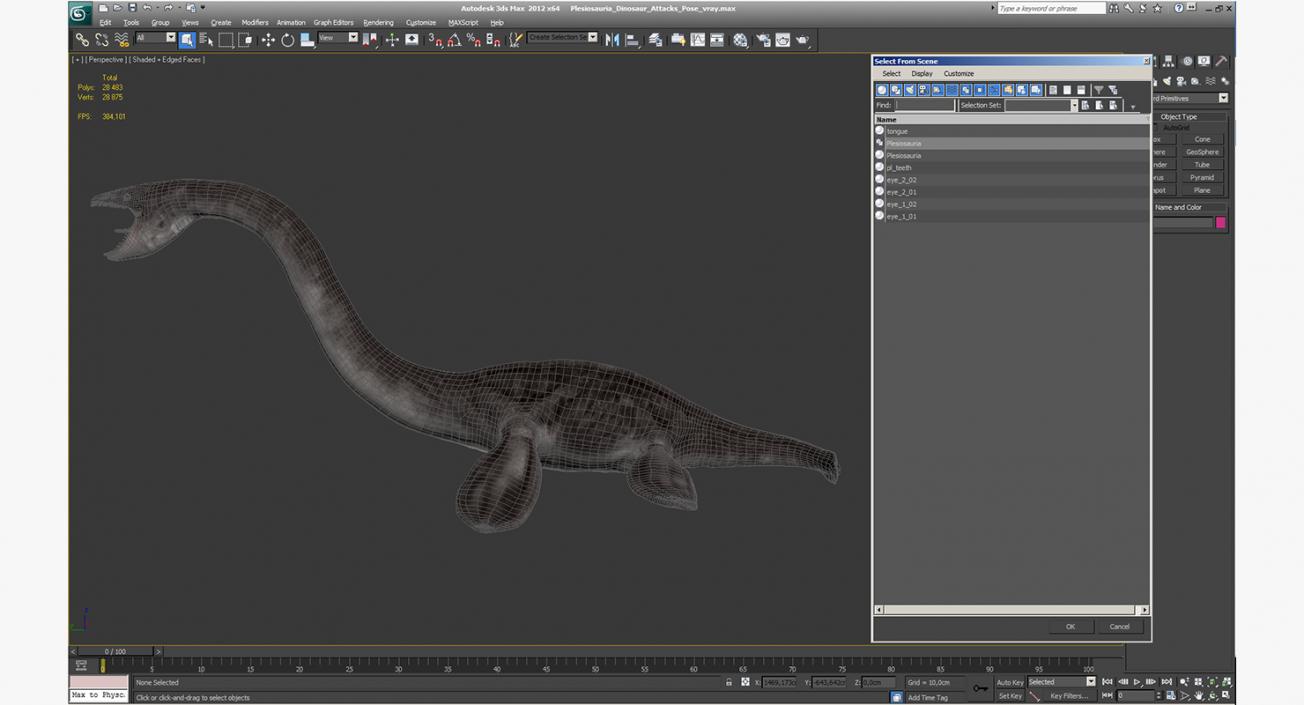 Plesiosauria Dinosaur Attacks Pose 3D model