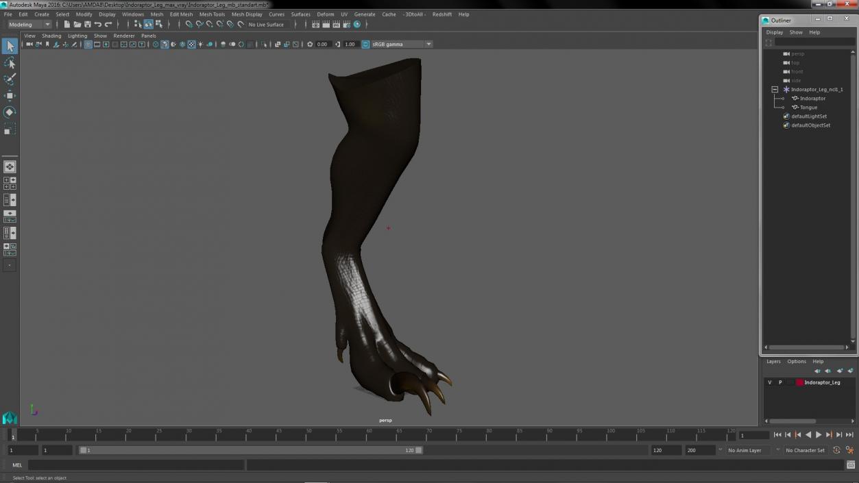 Indoraptor Leg 3D model