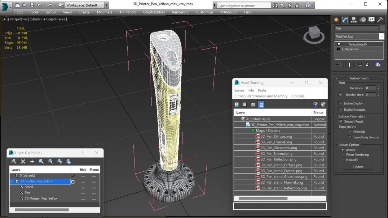 3D Printer Pen Yellow model