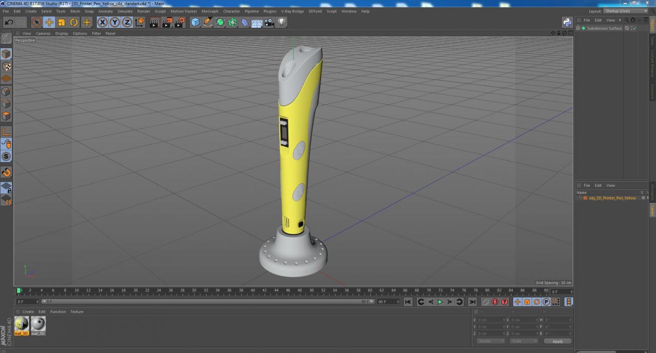 3D Printer Pen Yellow model