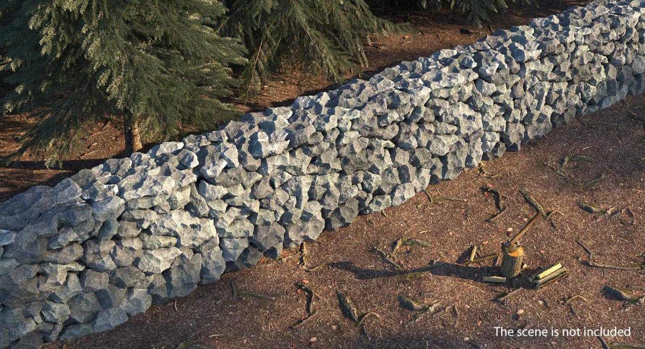 3D model Grey Stone Wall