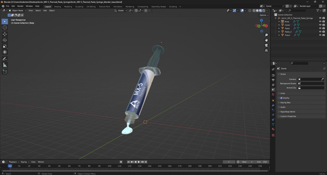 3D model Arctic MX-5 Thermal Paste Syringe 2