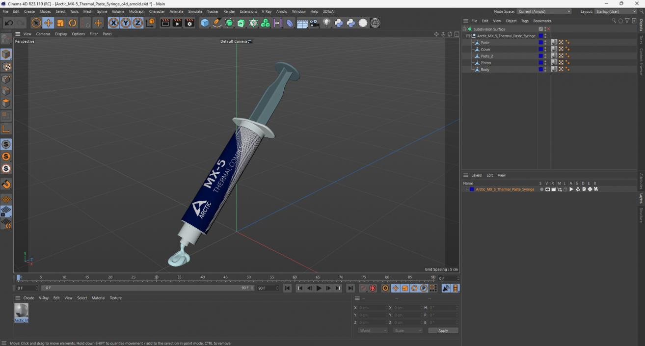 3D model Arctic MX-5 Thermal Paste Syringe 2