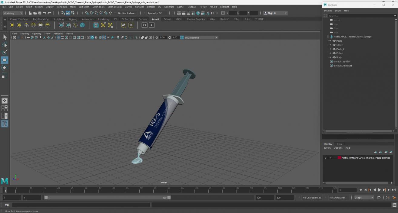 3D model Arctic MX-5 Thermal Paste Syringe 2