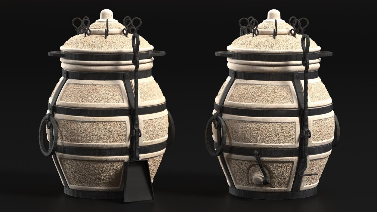 3D Amphora Tandoor Ceramic with Skewer and Scoop Poker