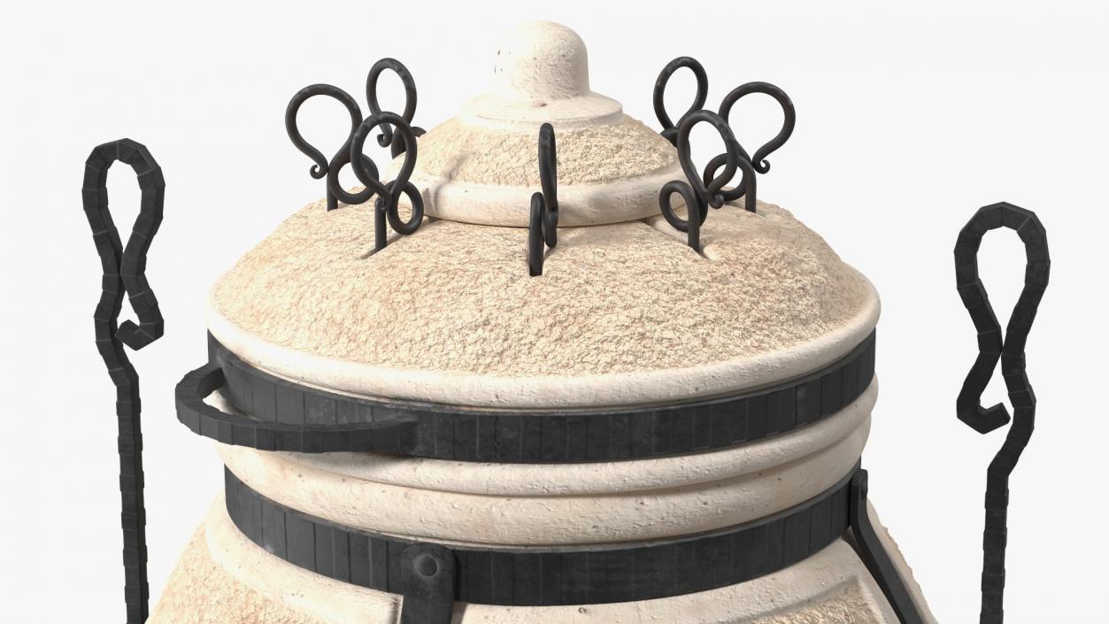 3D Amphora Tandoor Ceramic with Skewer and Scoop Poker