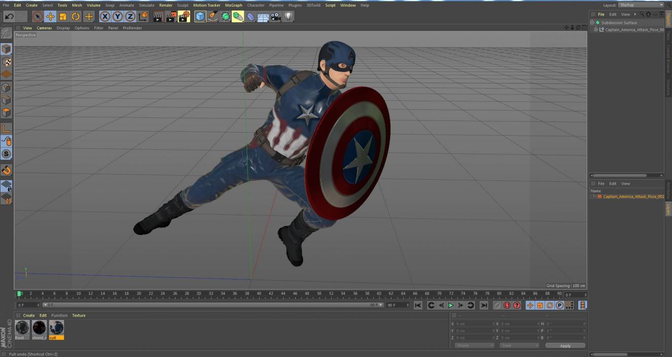 Captain America Attack Pose 3D