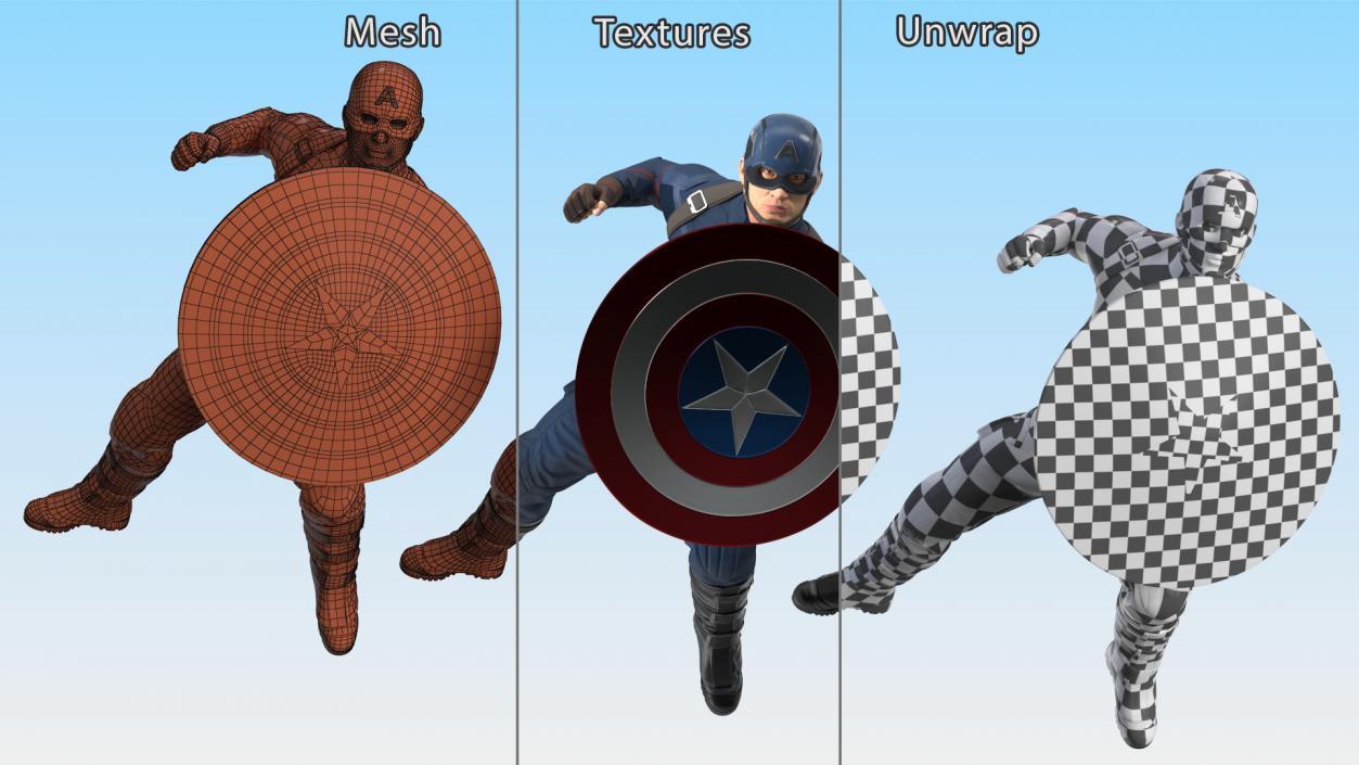 Captain America Attack Pose 3D