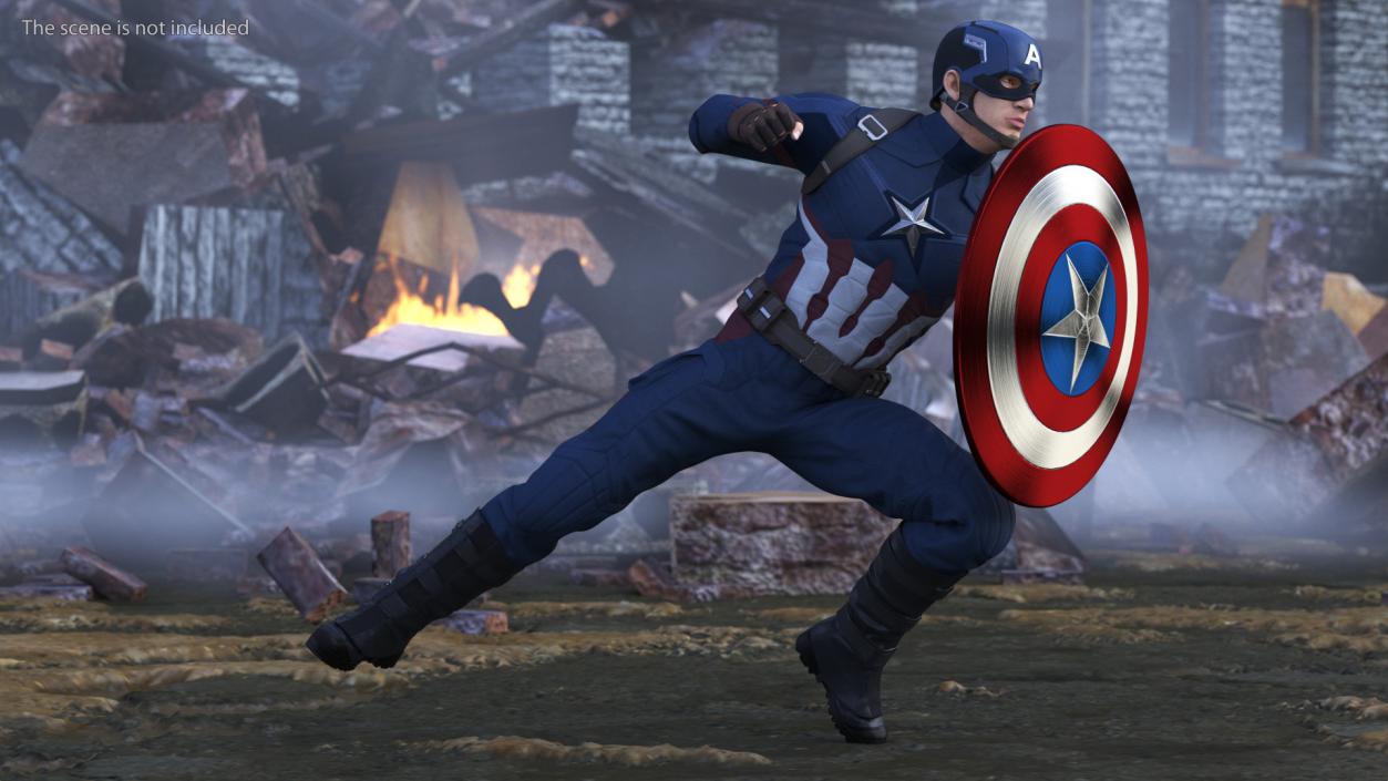 Captain America Attack Pose 3D