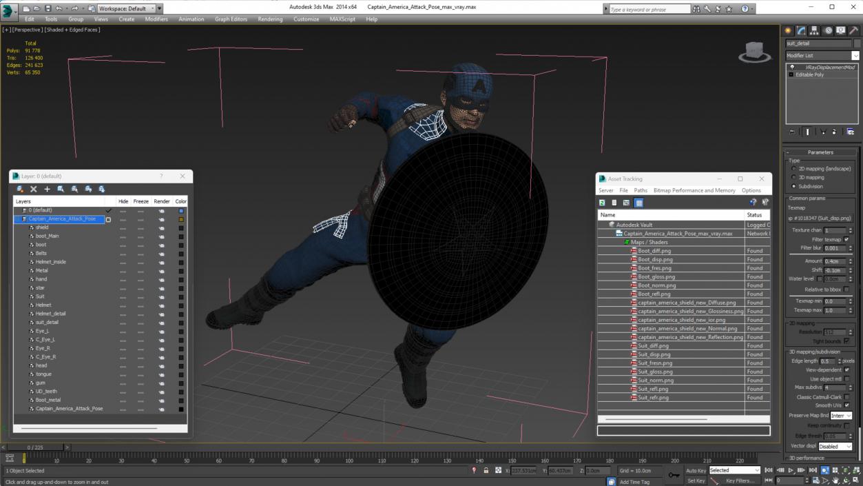 Captain America Attack Pose 3D