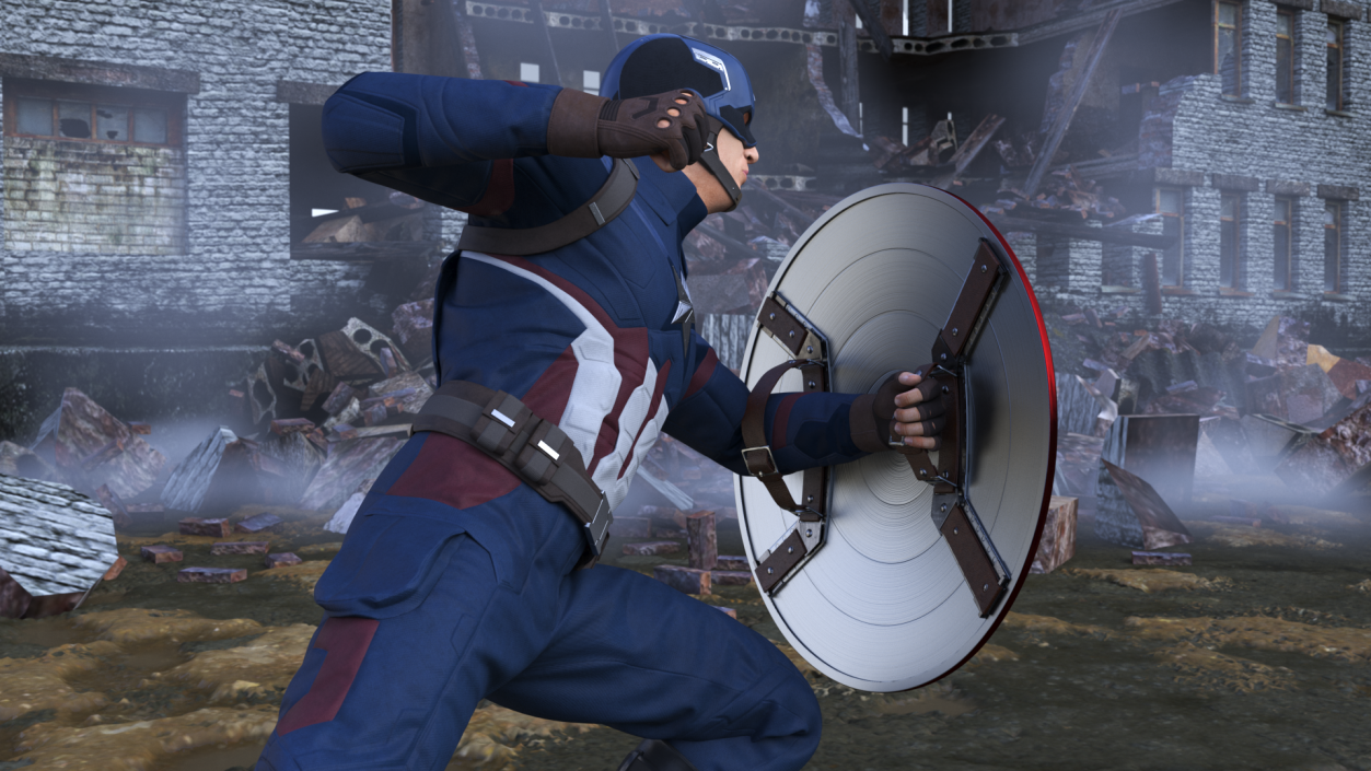 Captain America Attack Pose 3D