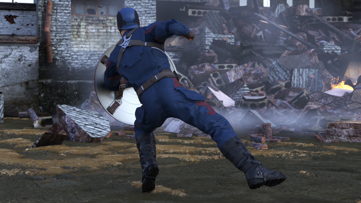 Captain America Attack Pose 3D