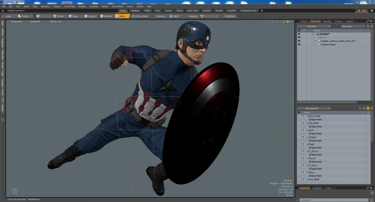 Captain America Attack Pose 3D