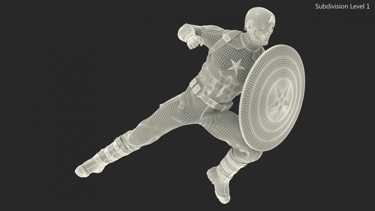 Captain America Attack Pose 3D