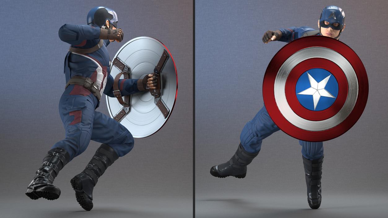 Captain America Attack Pose 3D