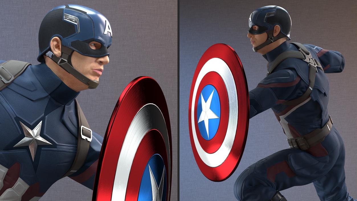 Captain America Attack Pose 3D