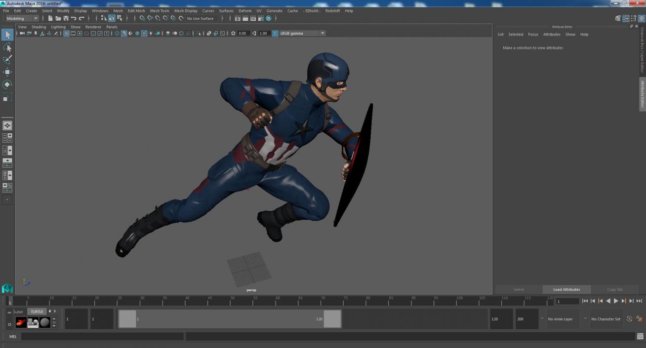 Captain America Attack Pose 3D