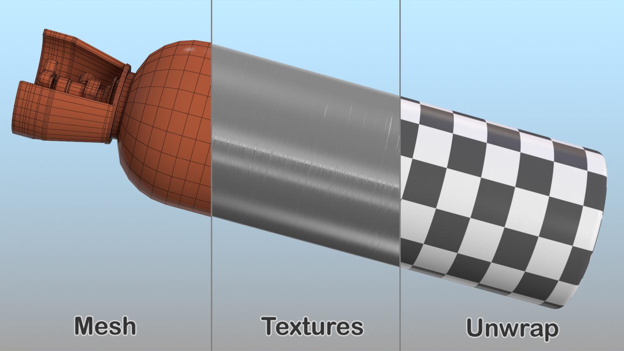 3D model CO2 Cylinder with Needle Valve