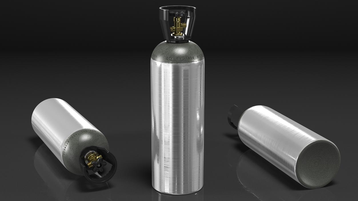 3D model CO2 Cylinder with Needle Valve