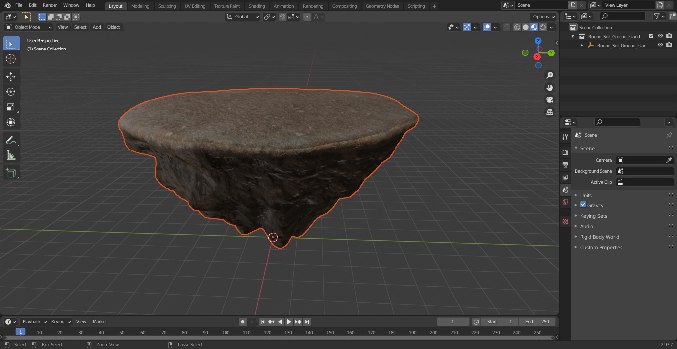 Round Soil Ground Island 3D model