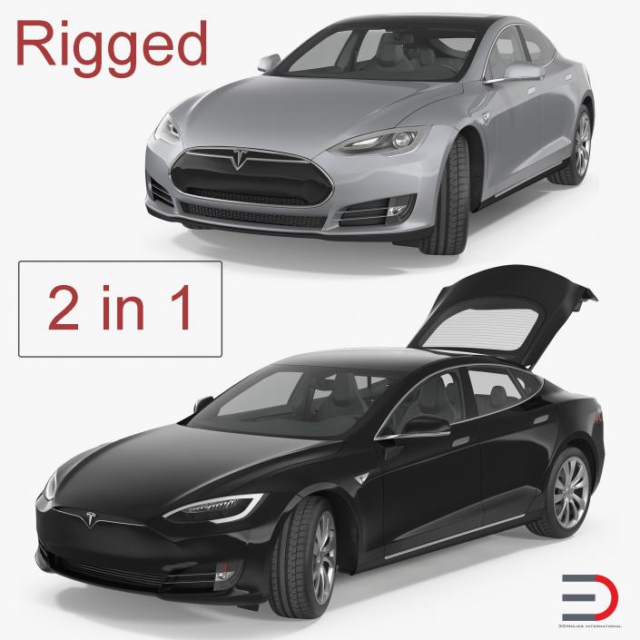 3D Tesla Model S Rigged Collection