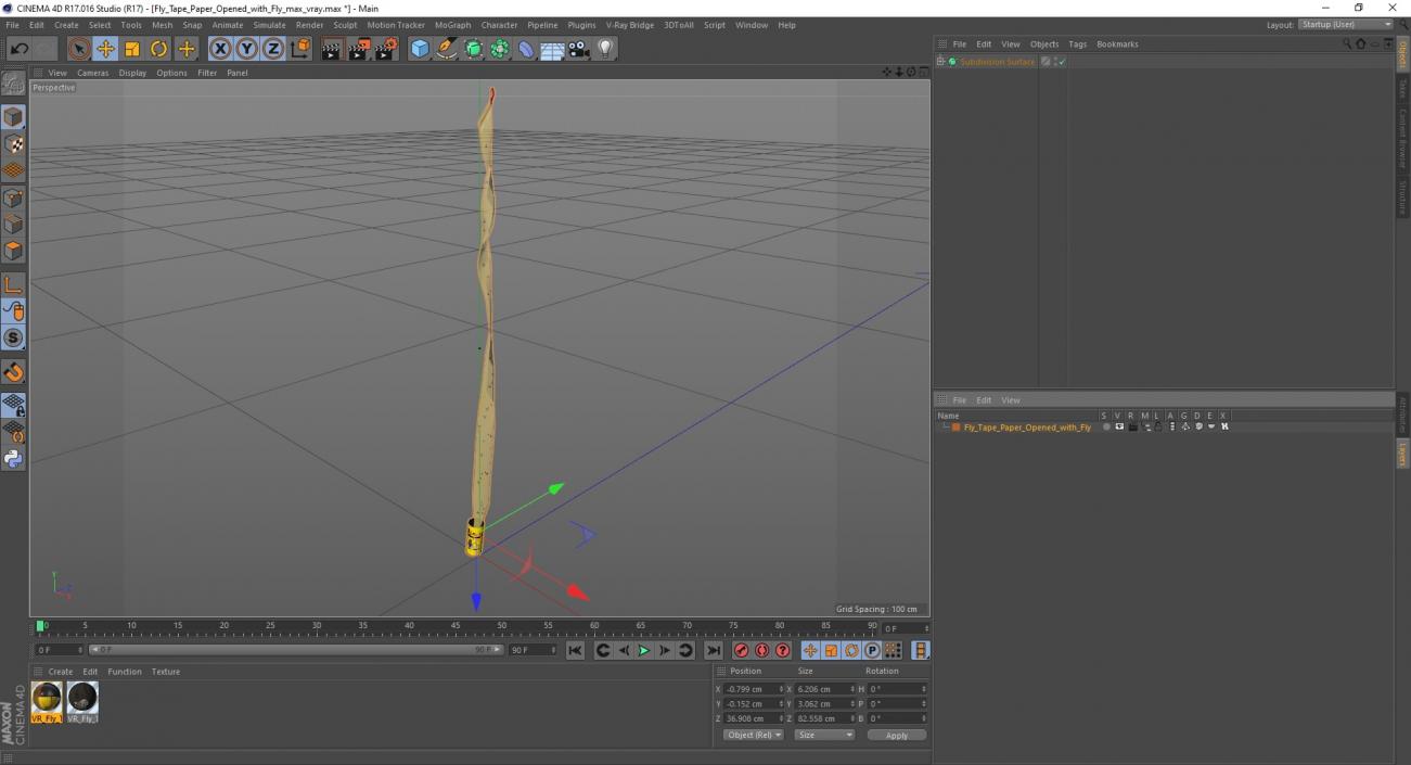 3D model Fly Tape Paper Opened with Fly