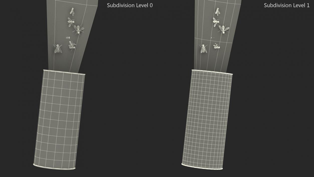 3D model Fly Tape Paper Opened with Fly