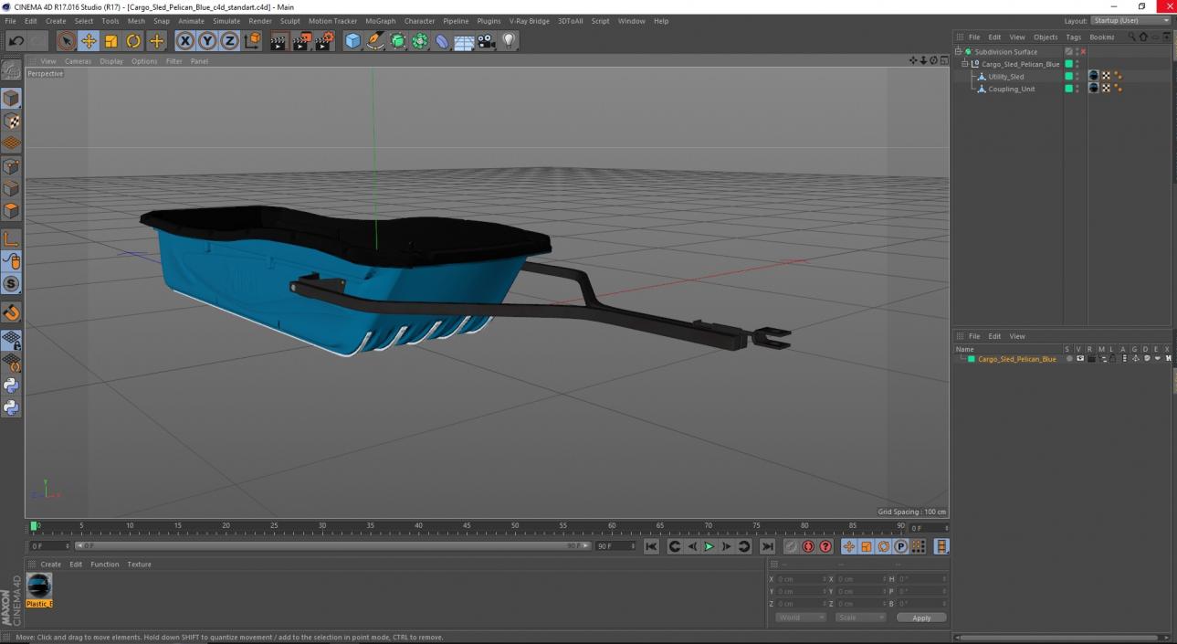 3D Cargo Sled Pelican Blue model