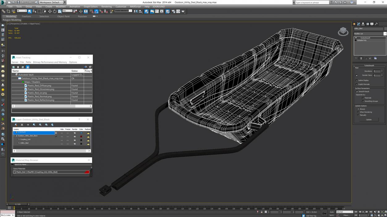 3D Cargo Sled Pelican Blue model